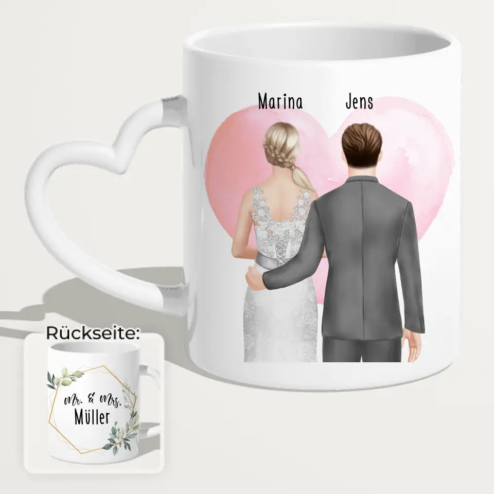 Personalisierte Tasse mit Brautpaar - Hochzeitsgeschenk