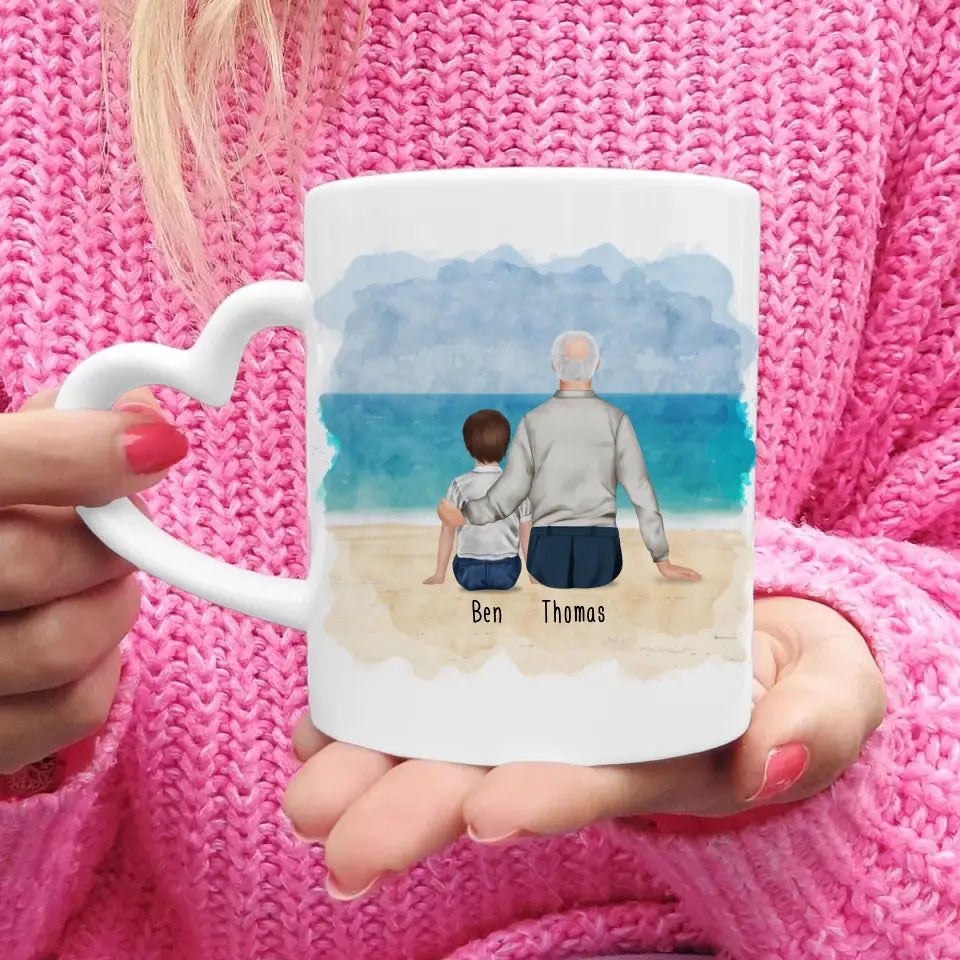 Personalisierte Tasse für Opa (1 Kind + 1 Opa)