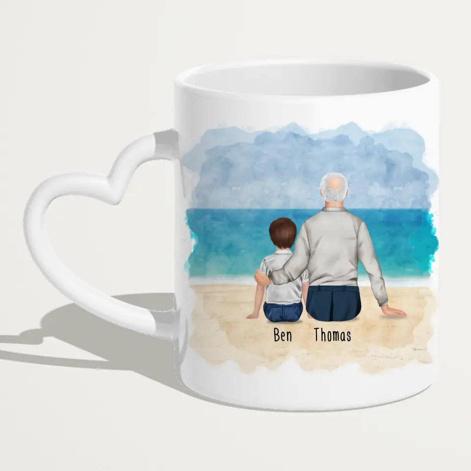 Personalisierte Tasse für Opa (1 Kind + 1 Opa)