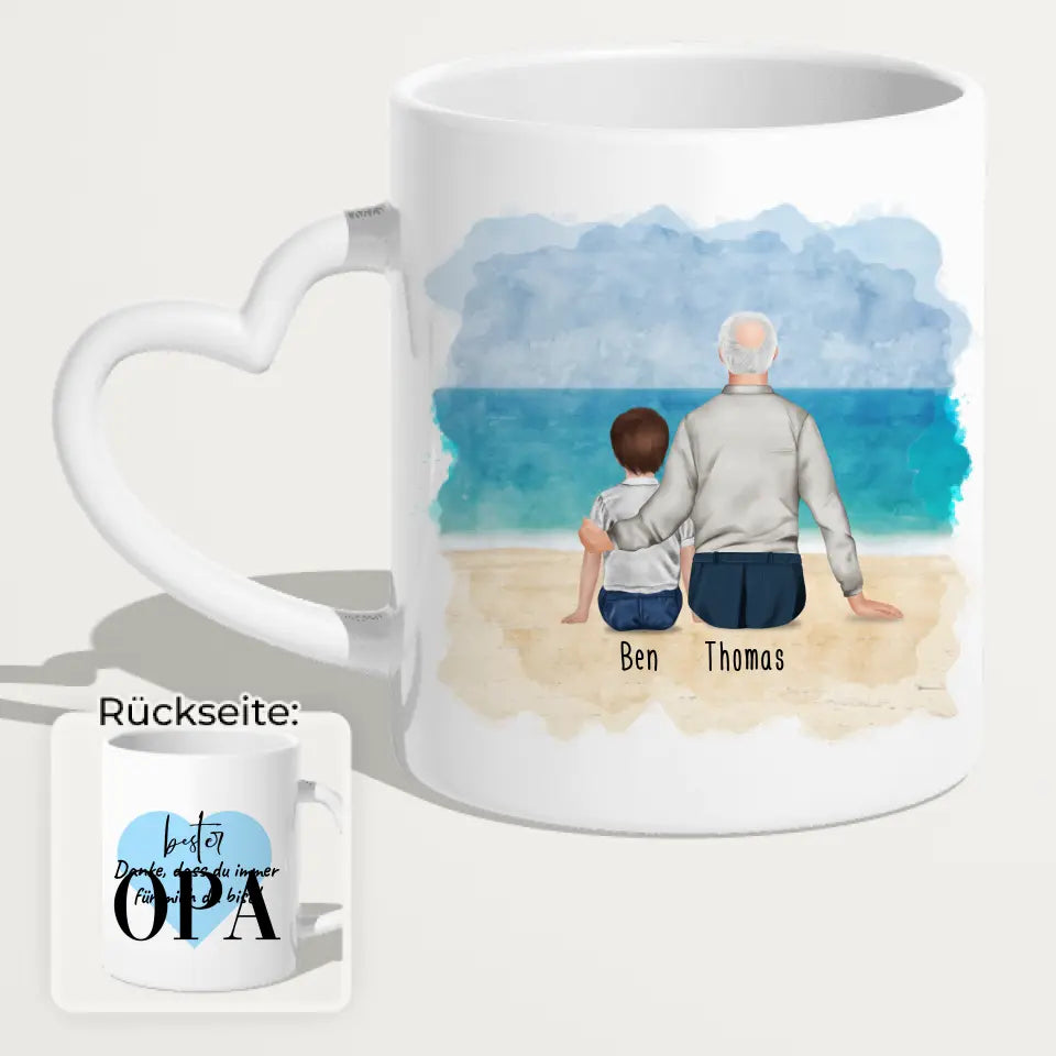 Personalisierte Tasse für Opa (1 Kind + 1 Opa)