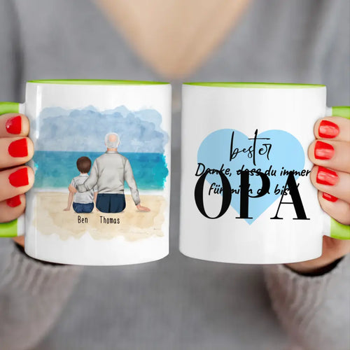 Personalisierte Tasse für Opa (1 Kind + 1 Opa)