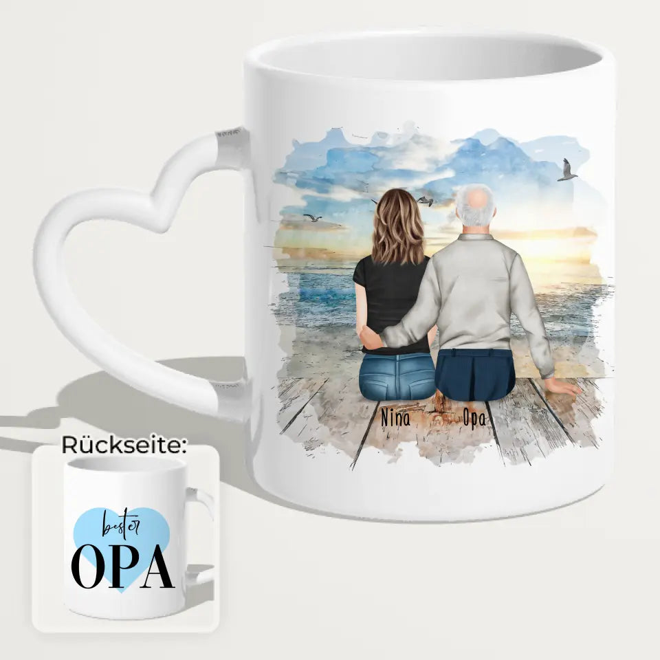 Personalisierte Tasse für Opa (1 Frau + 1 Opa)