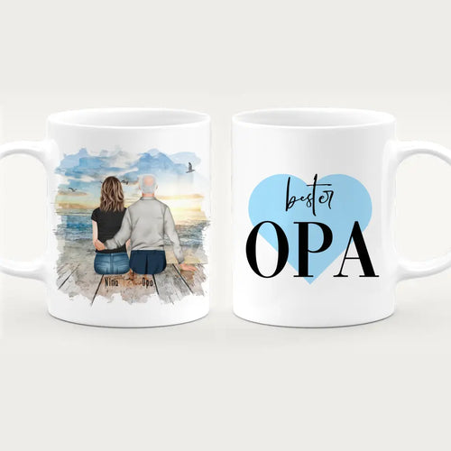 Personalisierte Tasse für Opa (1 Frau + 1 Opa)