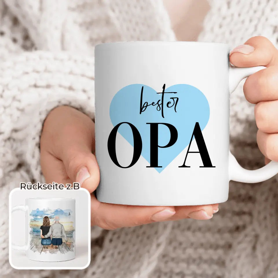 Personalisierte Tasse für Opa (1 Frau + 1 Opa)