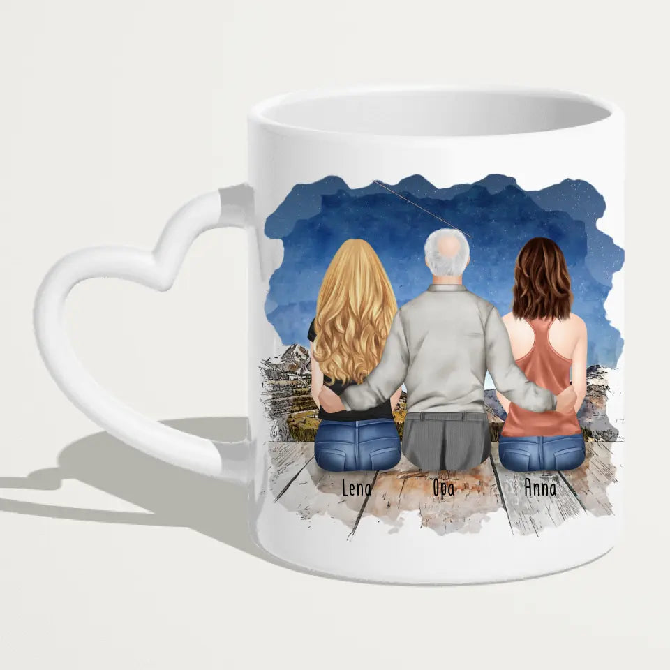 Personalisierte Tasse für Opa (2 Frauen + 1 Opa)