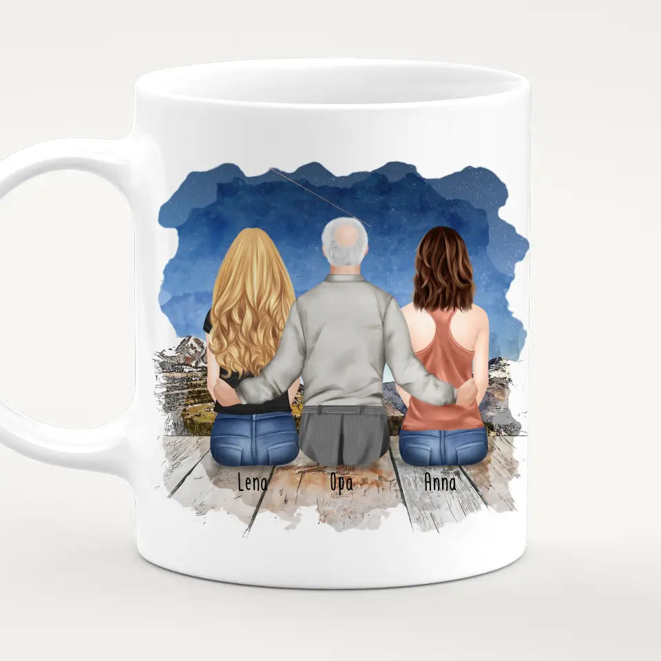 Personalisierte Tasse für Opa (2 Frauen + 1 Opa)