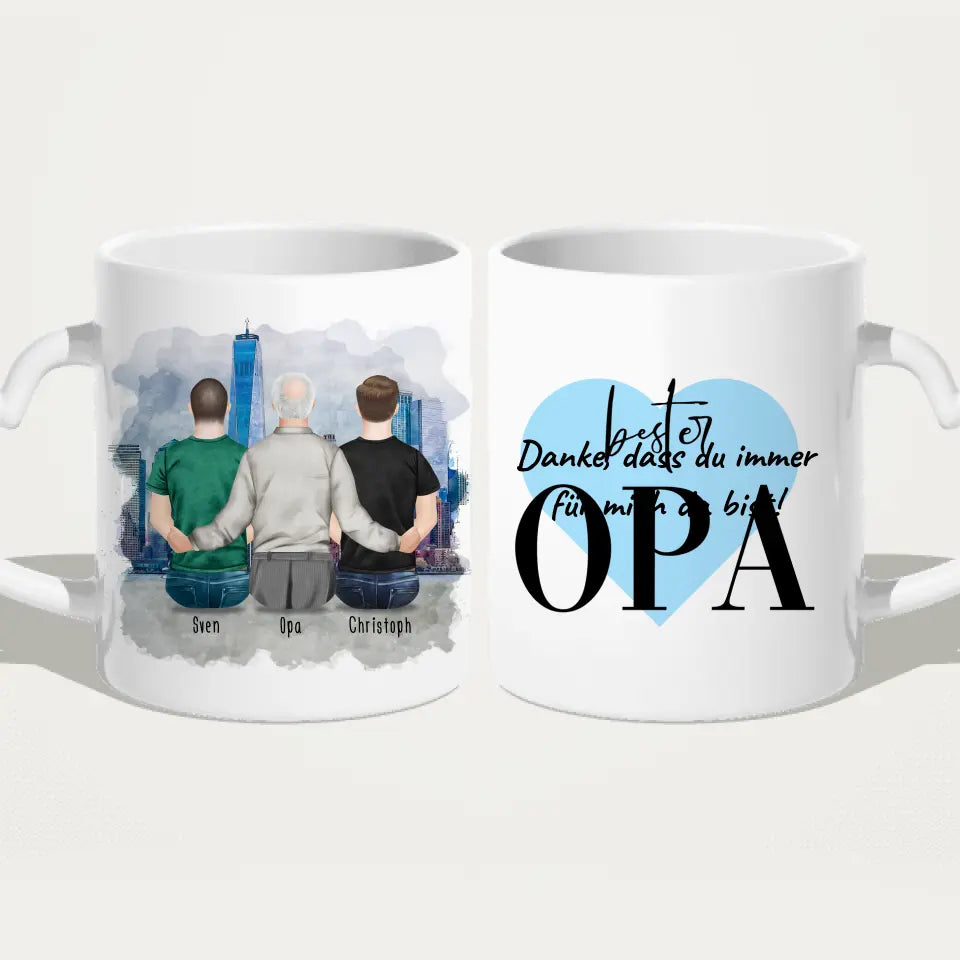 Personalisierte Tasse für Opa (2 Männer + 1 Opa)