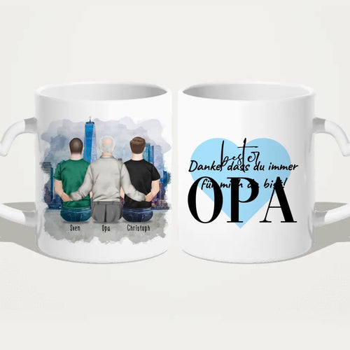 Personalisierte Tasse für Opa (2 Männer + 1 Opa)