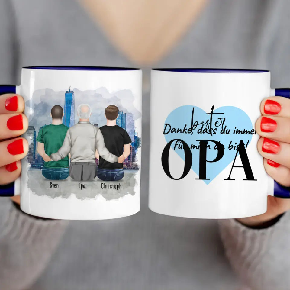 Personalisierte Tasse für Opa (2 Männer + 1 Opa)