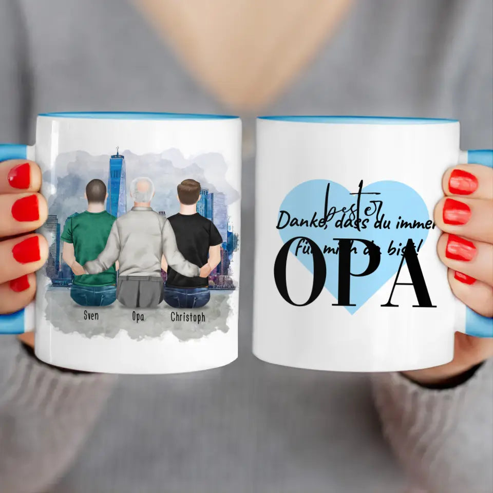 Personalisierte Tasse für Opa (2 Männer + 1 Opa)