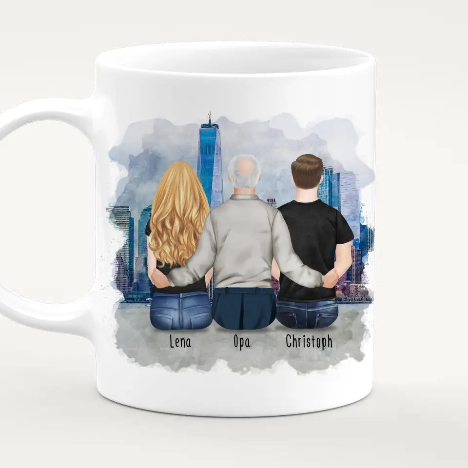 Personalisierte Tasse für Opa (1 Frau + 1 Mann + 1 Opa)