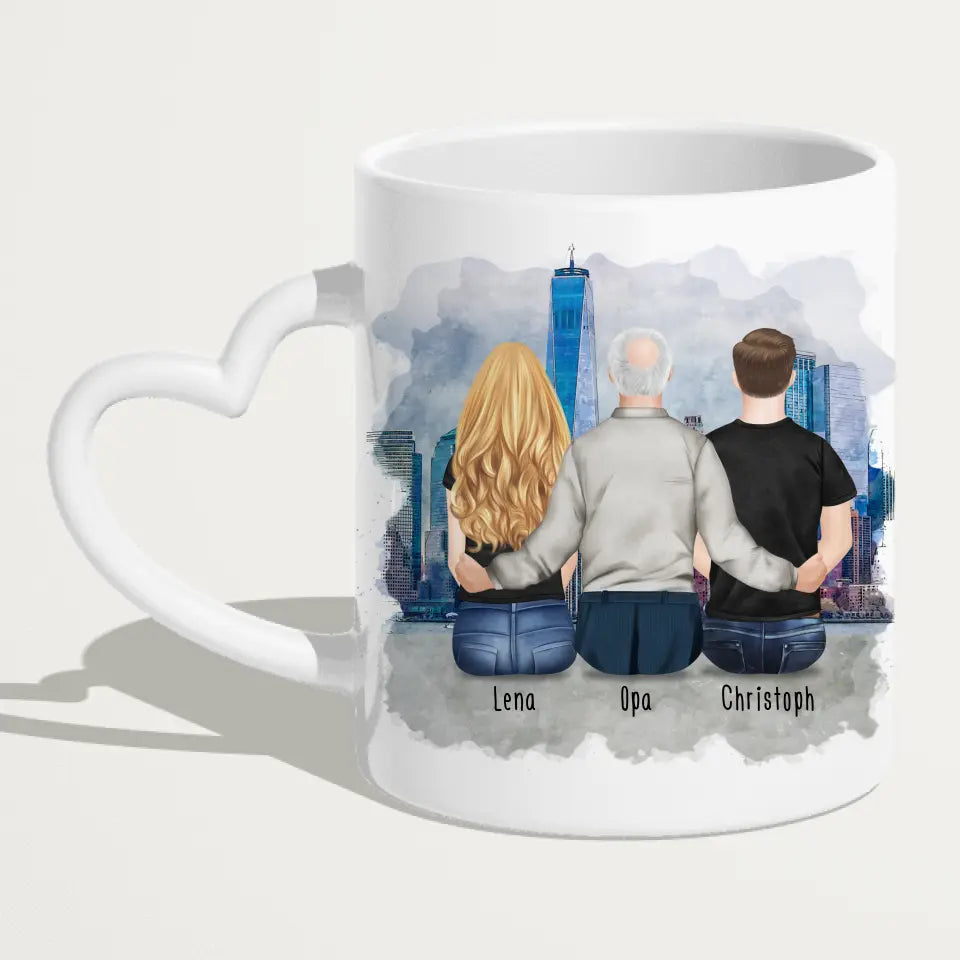 Personalisierte Tasse für Opa (1 Frau + 1 Mann + 1 Opa)