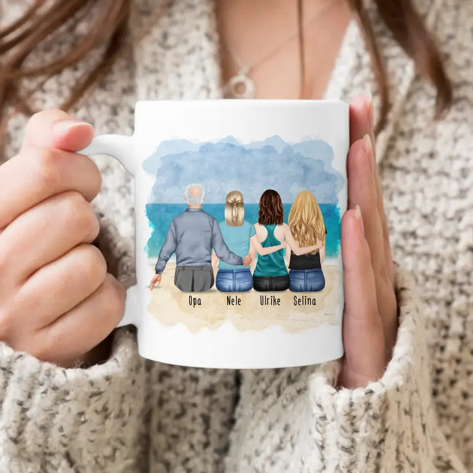 Personalisierte Tasse für Opa (3 Frauen + 1 Opa)