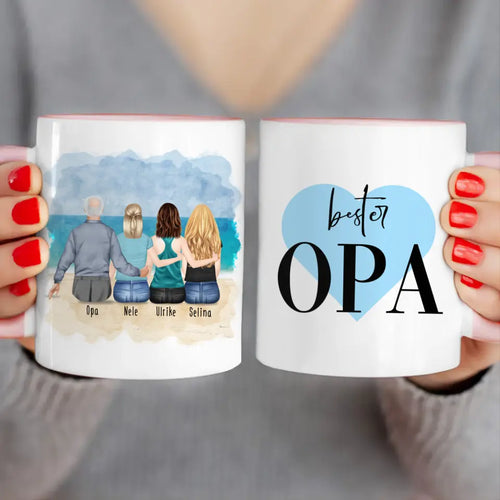 Personalisierte Tasse für Opa (3 Frauen + 1 Opa)