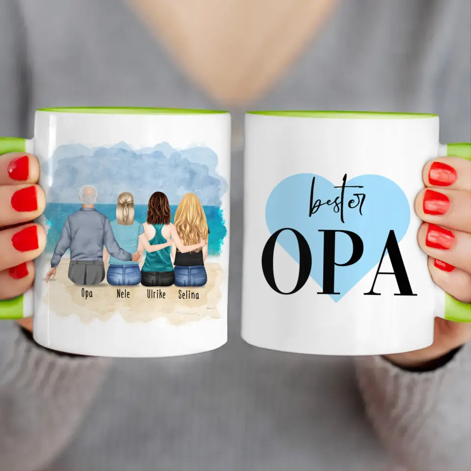 Personalisierte Tasse für Opa (3 Frauen + 1 Opa)