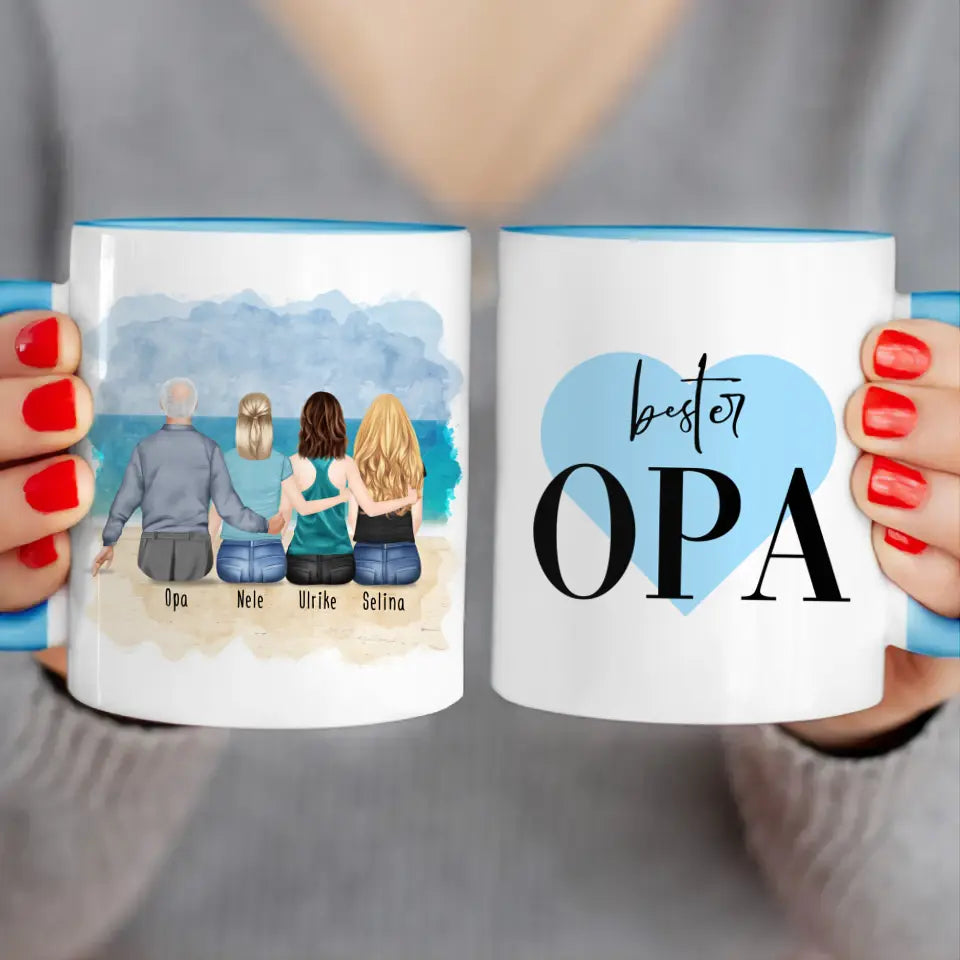 Personalisierte Tasse für Opa (3 Frauen + 1 Opa)