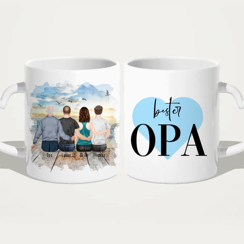 Personalisierte Tasse für Opa (1 Frau + 2 Männer + 1 Opa)