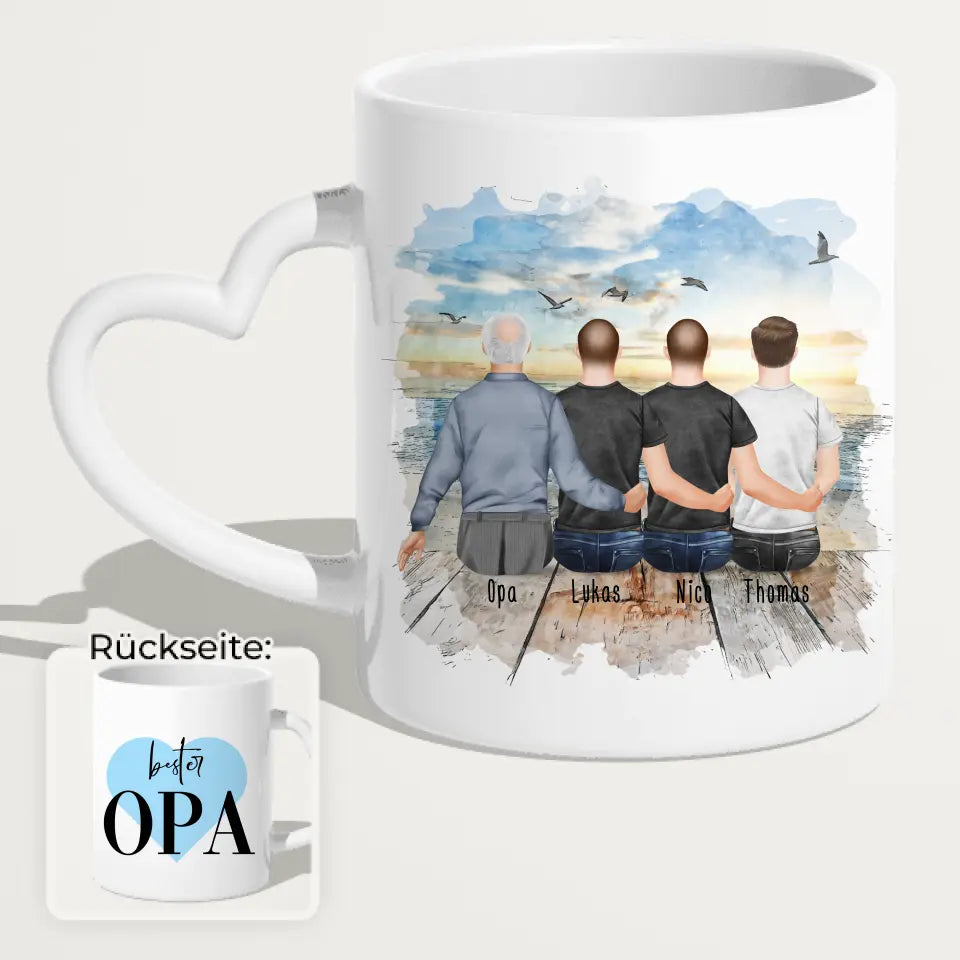 Personalisierte Tasse für Opa (3 Männer + 1 Opa)