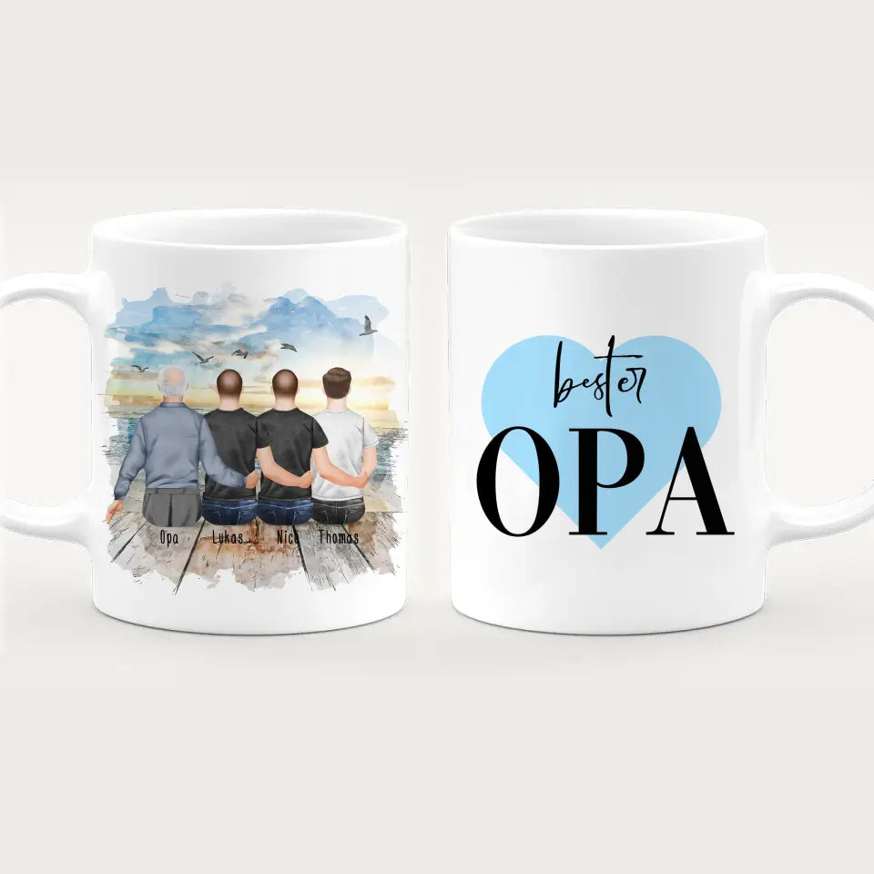 Personalisierte Tasse für Opa (3 Männer + 1 Opa)