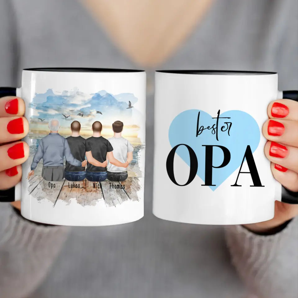 Personalisierte Tasse für Opa (3 Männer + 1 Opa)