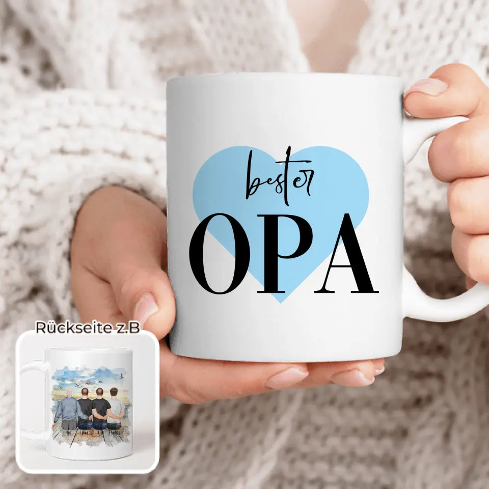 Personalisierte Tasse für Opa (3 Männer + 1 Opa)