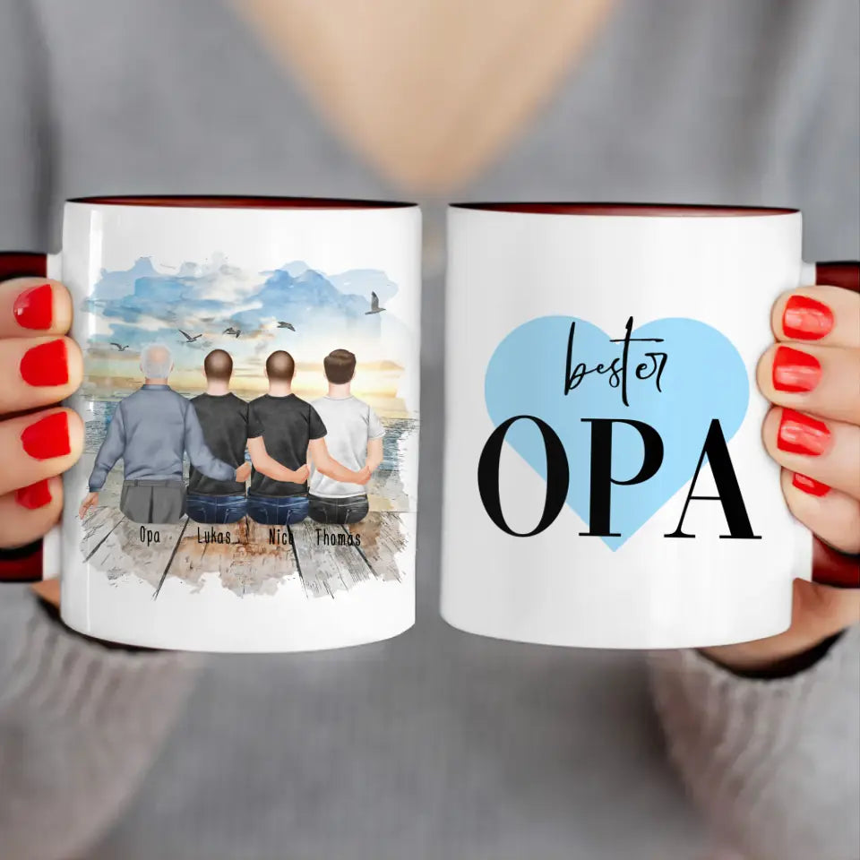 Personalisierte Tasse für Opa (3 Männer + 1 Opa)