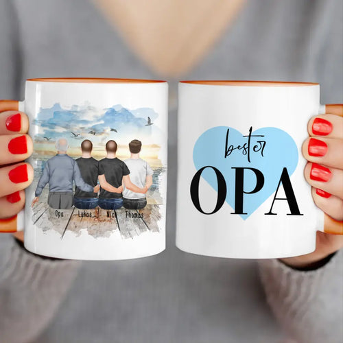Personalisierte Tasse für Opa (3 Männer + 1 Opa)