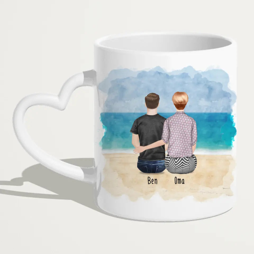 Personalisierte Tasse für Oma (1 Mann + 1 Oma)