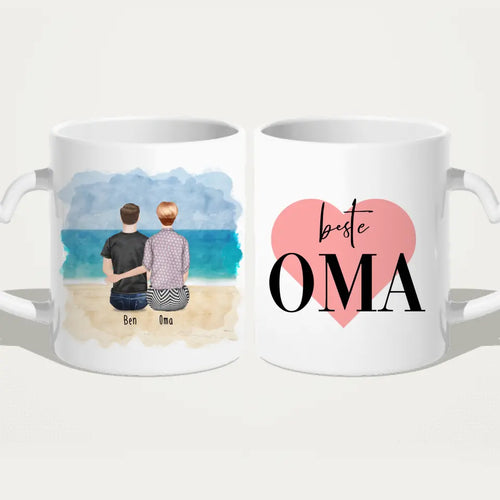 Personalisierte Tasse für Oma (1 Mann + 1 Oma)