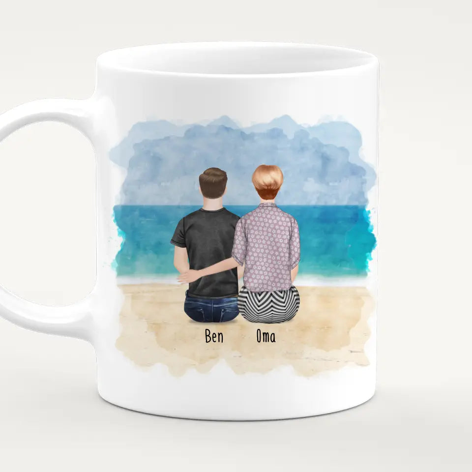 Personalisierte Tasse für Oma (1 Mann + 1 Oma)