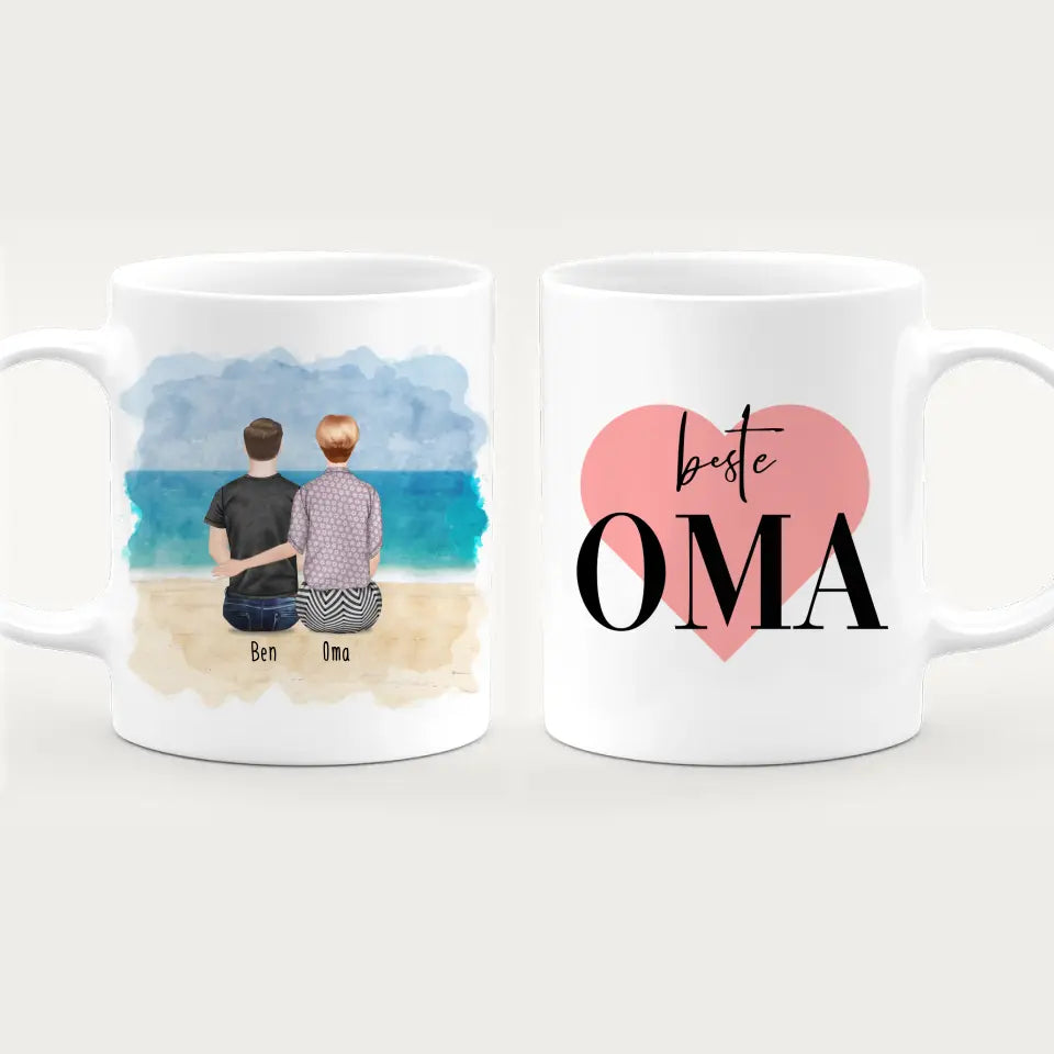 Personalisierte Tasse für Oma (1 Mann + 1 Oma)