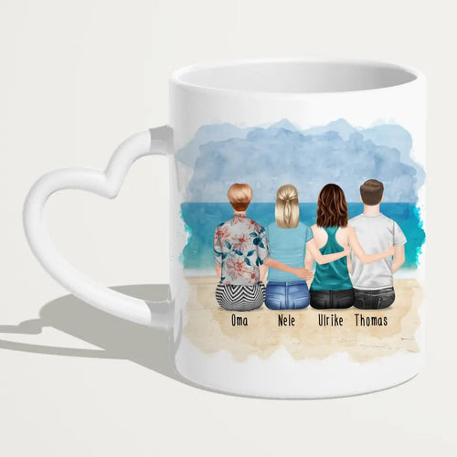 Personalisierte Tasse für Oma (2 Frauen + 1 Mann + 1 Oma)