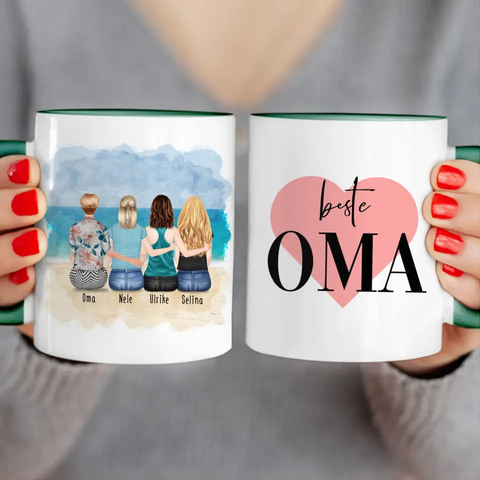 Personalisierte Tasse für Oma (3 Frauen + 1 Oma)