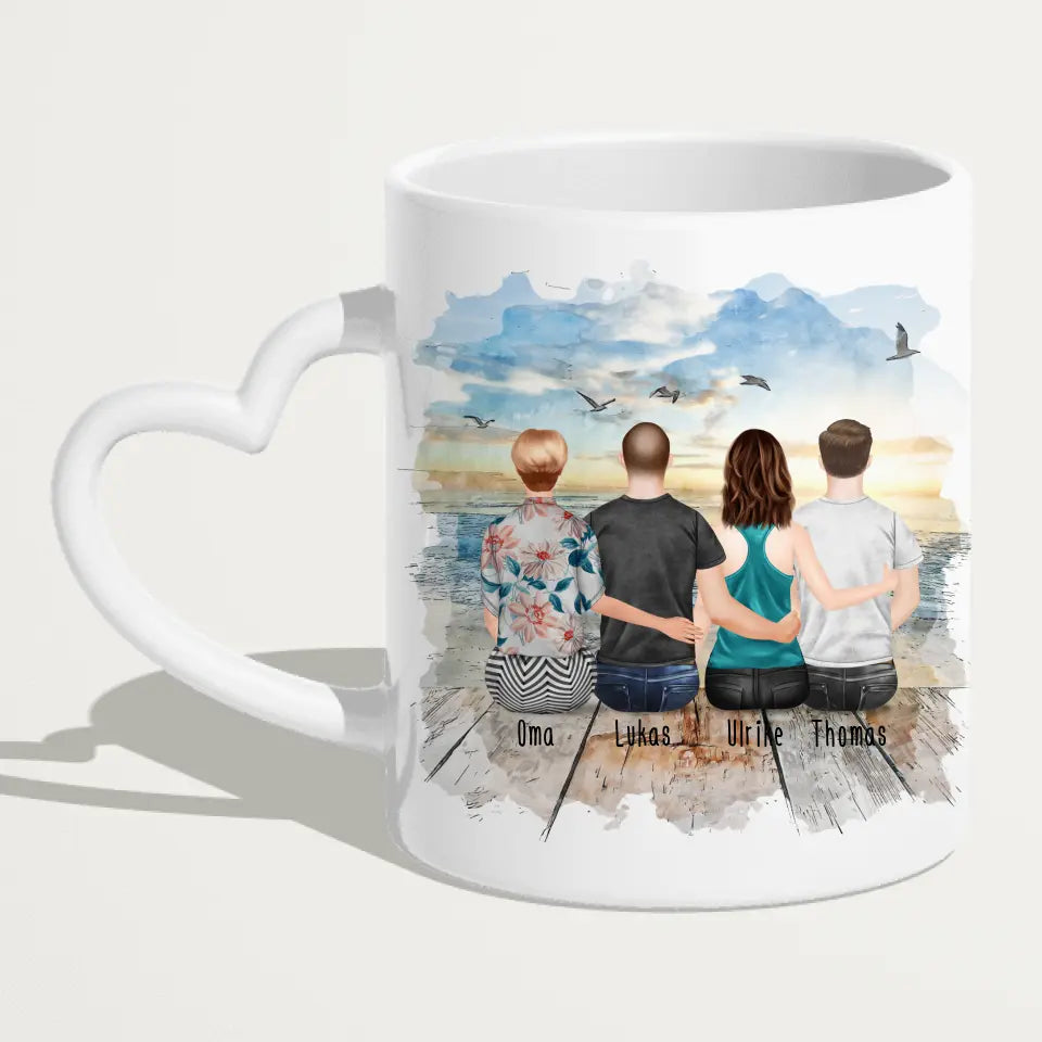 Personalisierte Tasse für Oma (1 Frau + 2 Männer + 1 Oma)