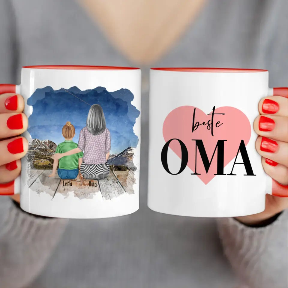 Personalisierte Tasse für Oma (1 Kind + 1 Oma)