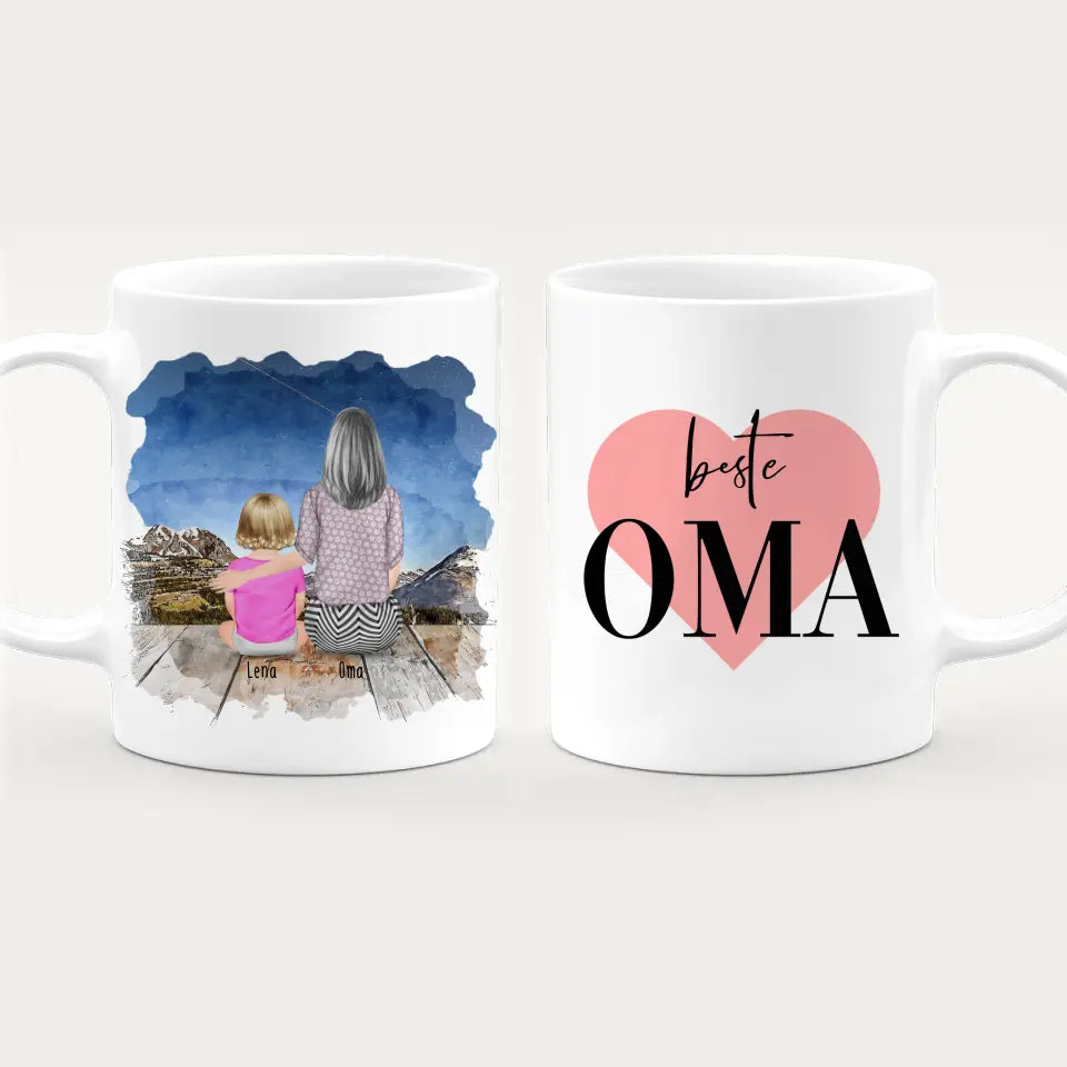 Personalisierte Tasse für Oma (1 Baby + 1 Oma)