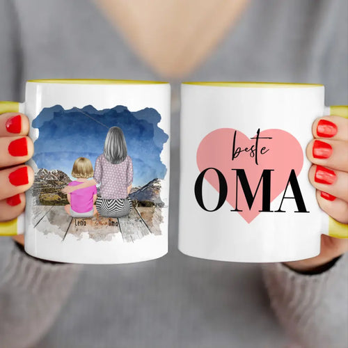 Personalisierte Tasse für Oma (1 Baby + 1 Oma)