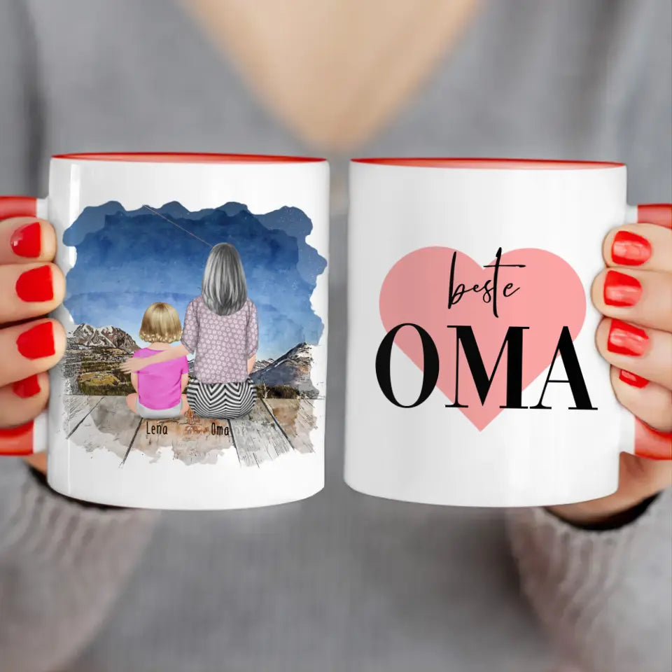 Personalisierte Tasse für Oma (1 Baby + 1 Oma)