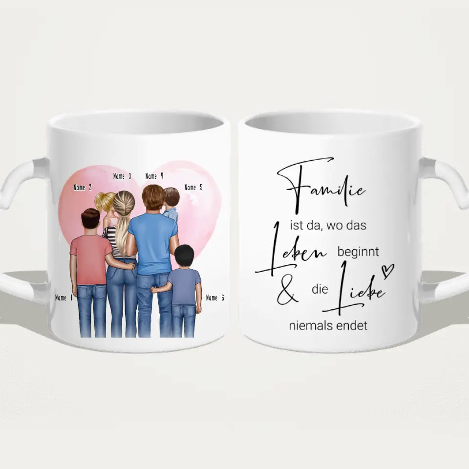 Personalisierte Tasse für Oma (1 Baby + 1 Kind + 1 Oma)