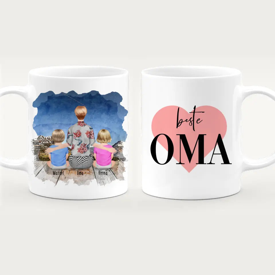 Personalisierte Tasse für Oma (2 Babys + 1 Oma)