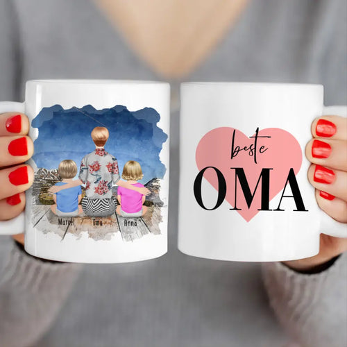 Personalisierte Tasse für Oma (2 Babys + 1 Oma)