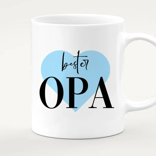 Personalisierte Tasse für Opa (2 Kinder + 1 Opa)