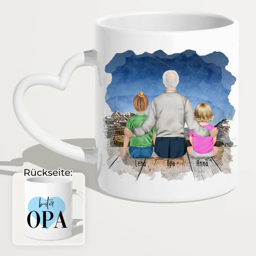 Personalisierte Tasse für Opa (1 Baby + 1 Kind + 1 Opa)