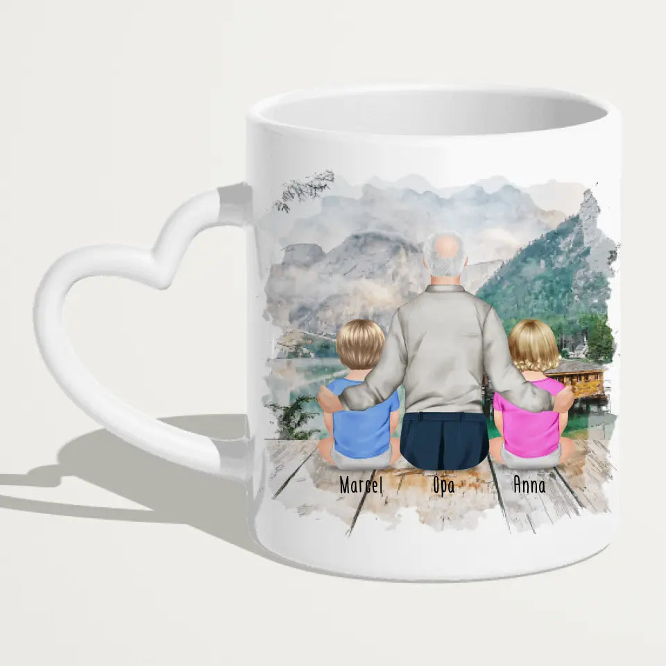 Personalisierte Tasse für Opa (2 Babys + 1 Opa)