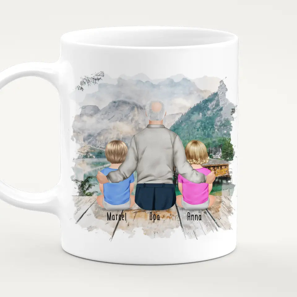 Personalisierte Tasse für Opa (2 Babys + 1 Opa)