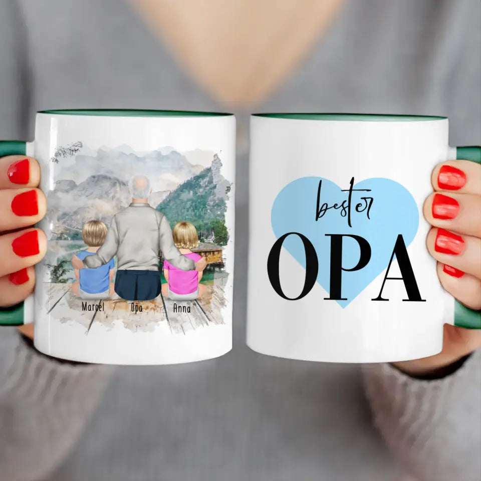 Personalisierte Tasse für Opa (2 Babys + 1 Opa)