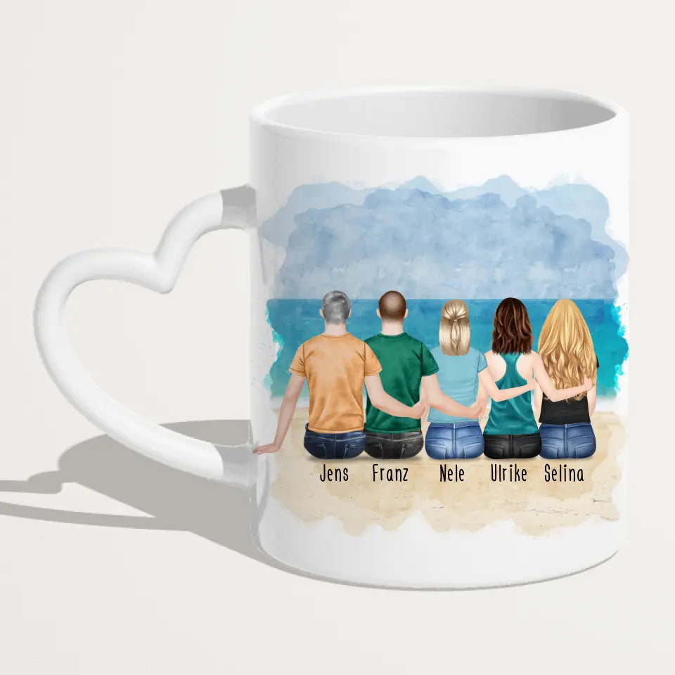 Personalisierte Tasse - Beste Freunde (3 Frauen + 2 Männer)