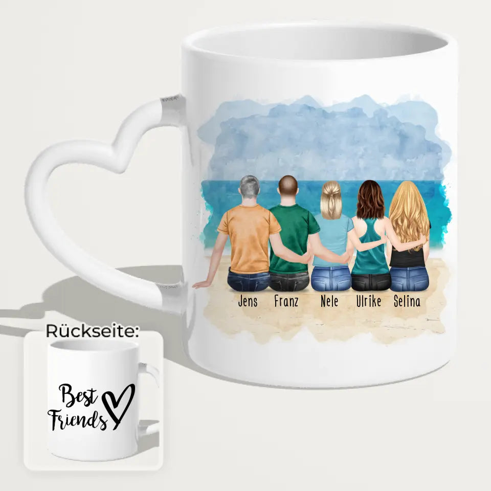Personalisierte Tasse - Beste Freunde (3 Frauen + 2 Männer)