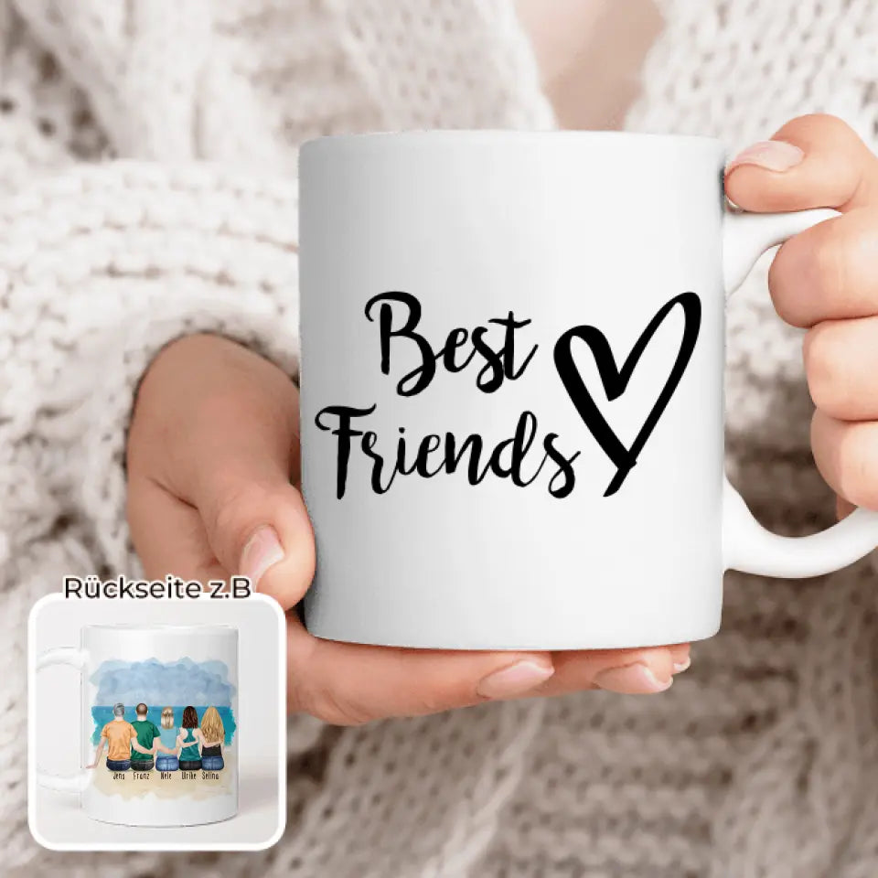 Personalisierte Tasse - Beste Freunde (3 Frauen + 2 Männer)