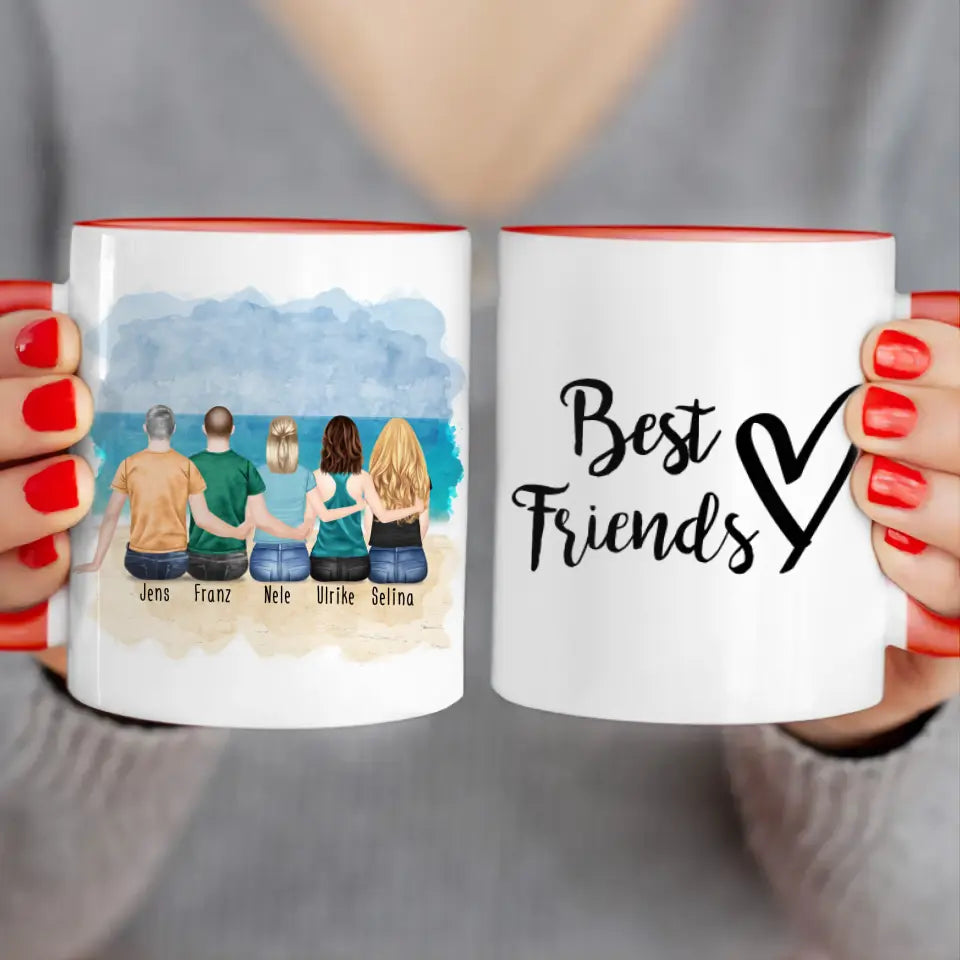 Personalisierte Tasse - Beste Freunde (3 Frauen + 2 Männer)